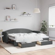 vidaXL Sofá-cama c/ gavetão e gavetas 80x200 cm tecido cinzento-escuro