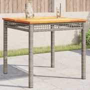 vidaXL Mesa de jardim 80x80x74 cm vime PE e madeira de acácia cinzento
