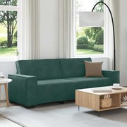 vidaXL Sofá de 3 lugares 180 cm veludo verde-escuro
