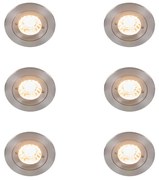 Conjunto de 6 focos embutidos modernos aço redondo IP44 - Xena
