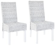 Cadeiras de jantar 2 pcs vime Kubu + madeira mangueira castanho