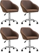 Cadeiras de jantar giratórias 4 pcs tecido castanho