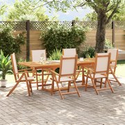 vidaXL 7 pcs conjunto de jantar para jardim acácia maciça e textilene