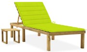 vidaXL Espreguiçadeira de jardim com mesa e almofadão pinho impregnado