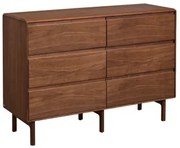 Cômoda De Madeira Treveris Com 6 Gavetas Castanho Nogal Oscuro - Sklum