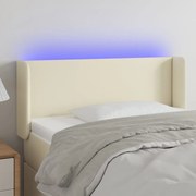 vidaXL Cabeceira de cama c/ LED 83x16x78/88 cm couro artificial crème