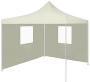 vidaXL Tenda dobrável profissional festas 2 paredes 2x2 m aço creme