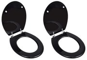 vidaXL Assentos de sanita com tampas 2 pcs MDF preto