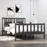 Estrutura de cama dupla pequena 120x190 cm madeira maciça cinza