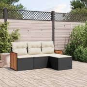 vidaXL 4 pcs conjunto de sofás para jardim c/ almofadões vime PE preto