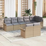 vidaXL Conjunto de Sofá de Jardim 8 Peças com Almofadas Bege em Rattan Sintético