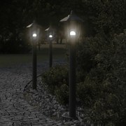 vidaXL Candeeiros de chão para exterior 3 pcs 80 cm aço inox. preto