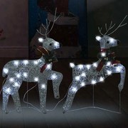 vidaXL Renas de Natal 2 pcs 40 LEDs prateado
