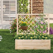 Floreira elevada com treliça 58 x 35 x 101 cm-M com Drenagem de madeira para plantas trepadeiras Natural
