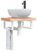 vidaXL Suportes de prateleira p/ lavatório 2 pcs aço retangular branco
