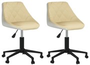 Cadeiras de jantar giratórias 2 pcs couro art. creme/branco