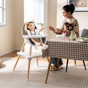 Cadeira refeição para bebés e crianças, conversível 6 em 1 tabuleiro removível cinza e branco