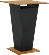 vidaXL Mesa de bar 80x80x110 cm vime PE e acácia maciça preto