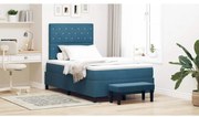 vidaXL Cama Box Spring com Colchão &amp; Banco Azul Escuro 120x200 cm Veludo