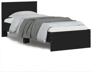 vidaXL Estrutura de cama c/ cabeceira 90x190 cm deriv. madeira preto