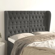 Cabeceira cama c/ abas veludo 147x23x118/128 cm cinzento-escuro
