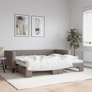 vidaXL Sofá-cama com gavetão 90x200 cm tecido cinzento-acastanhado