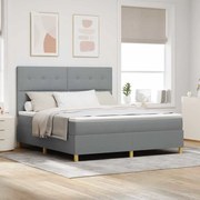 vidaXL Cama Box Spring com Colchão e Luz LED Cinza Claro 180x200 cm Tecido