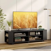 Móvel de TV até 65" com 4 compartimentos abertos ajustáveis ​​4 prateleiras laterais 150 x 39 x 45 cm Preto