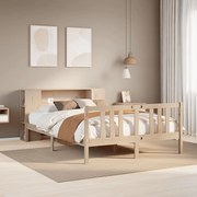 vidaXL Cama com estante sem colchão 135x190 cm pinho maciço