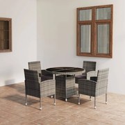 vidaXL 5 pcs conjunto jantar p/ jardim vime PE antracite e cinzento