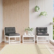 vidaXL Sofás de jardim c/ almofadões 2 pcs pinho maciço branco