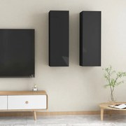 vidaXL Móveis de TV 2 pcs derivados de madeira preto brilhante