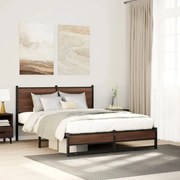 vidaXL Estrutura de cama sem colchão 140x200cm metal carvalho castanho