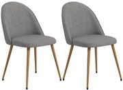 HOMCOM Conjunto de 2 Cadeiras Sala de Jantar Estofadas em Tecido de Linho com Pés de Aço 50x52x83 cm Cinza e Madeira | Aosom Portugal