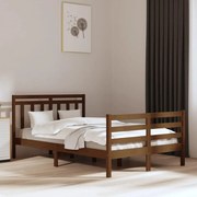 Estrutura cama dupla 135x190 cm madeira maciça castanho-mel