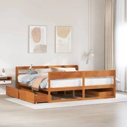 vidaXL Cama sem colchão 200x200 cm pinho maciço castanho-mel
