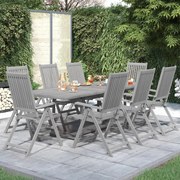 9 pcs conjunto de jantar jardim madeira acácia maciça