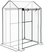 Outsunny Estufa de Jardim com 2 Espaços e 2 Portas Enroláveis 0 8 ㎡ Estufa de Tomates 1x0 8x1,5 m Aço e Pe | Aosom Portugal