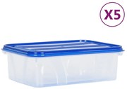vidaXL Recipientes para alimentos com tampas 5 pcs PP