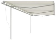 vidaXL Toldo retrátil automático com postes 6x3,5 m cor creme