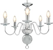 vidaXL Lustre de 5 lâmpadas E14 prateado