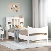 Cama sem colchão 100x200 cm madeira de pinho maciça branco