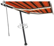 vidaXL Toldo retrátil manual com LED 300x250 cm laranja e castanho