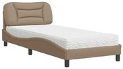 vidaXL Cama com colchão Hvar 80x200 cm couro artificial cappuccino