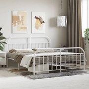 vidaXL Estrutura de cama com cabeceira e pés 180x200 cm metal branco
