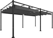 Outsunny Pérgola de Jardim 6x3 m com Telhado Retrátil Proteção UPF50+ Drenagem Pavilhão de Jardim para Pátio Exterior Cinza Escuro | Aosom Portugal