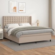 vidaXL Cama com molas/colchão 180x200 cm couro artificial cappuccino