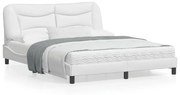 Estrutura cama c/ cabeceira 160x200 cm couro artificial branco