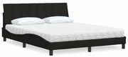 vidaXL Cama com colchão 160x200 cm tecido preto