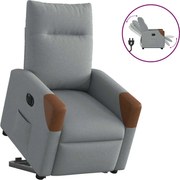 vidaXL Poltrona reclinável elevatória elétrica tecido cinzento-claro